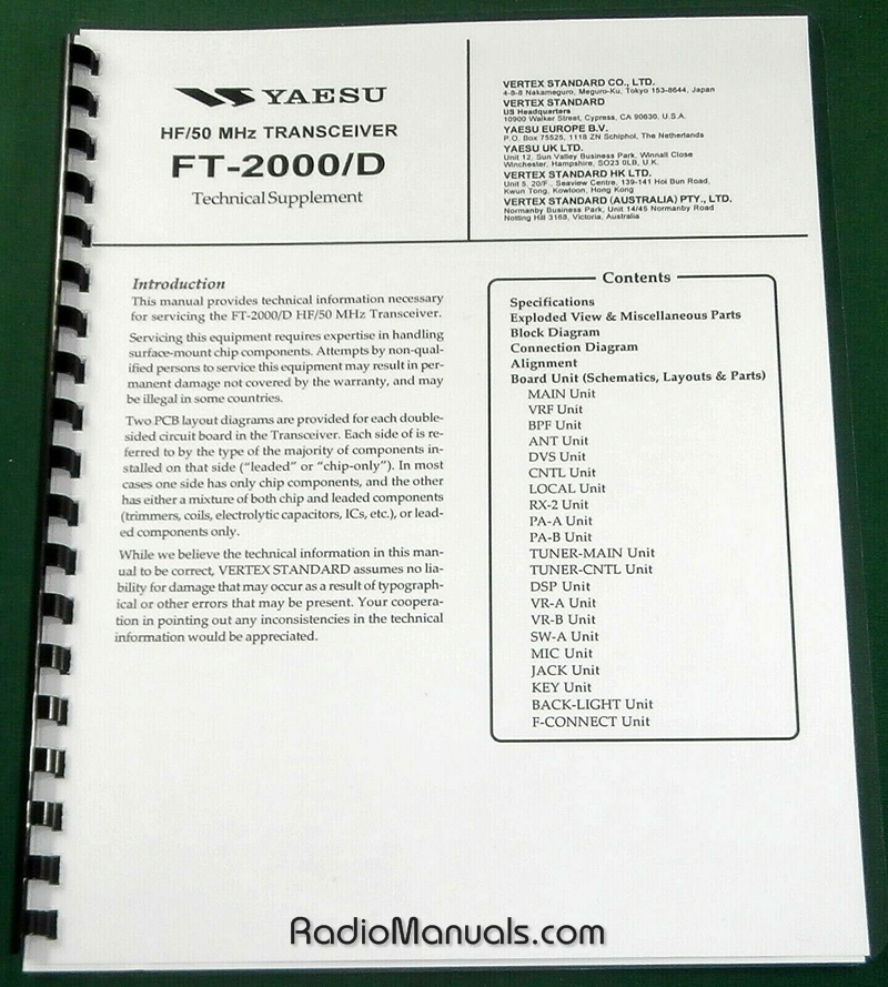 Yaesu FT-2000 / FT-2000D Technical Supplement - Click Image to Close